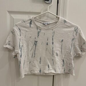 Olivaceous white and Gray Splatter Crop Top. Size medium